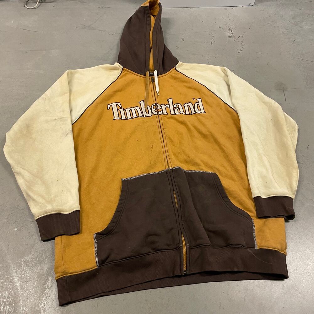 vintage y2k embroidered timberland zip up hoodie